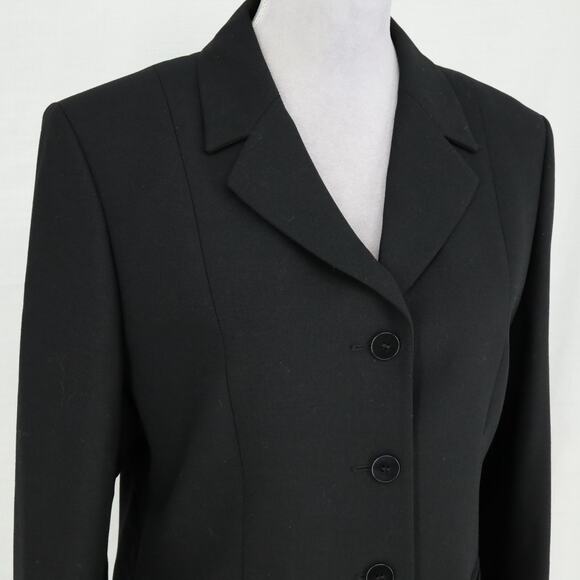 St Michael Marks & Spencer Jacket Womens 12 Wool Black Long Blazer Lined Career - Picture 6 of 15